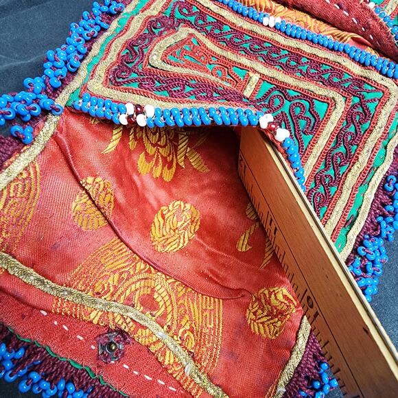 Kuchi Embroidered Pouch Wallet Central Asian Handmade Beaded Snap Closure - Picture 4 of 7